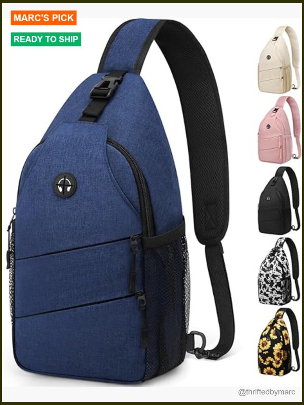 Medium Daypack Crossbody Bag Waterproof Adjustable Strap 11 Pockets Travel